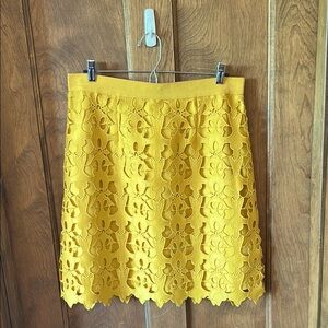 LOFT Yellow A-Line Knee-Length Skirt with Cut Out